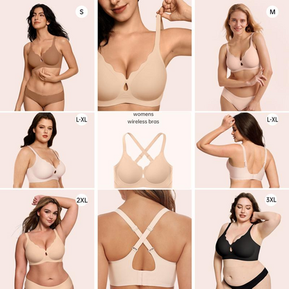 Women Water Drop Hollow Scalloped Flowers V Neck Bras