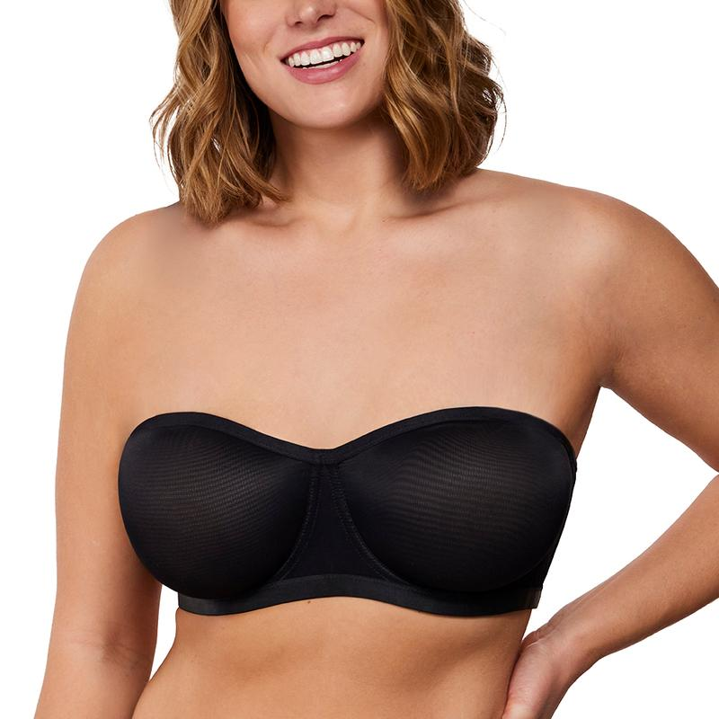 Strapless Mesh Underwire Balconette Bra