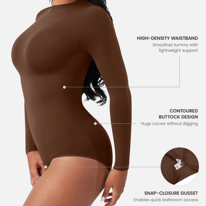 Seamless long-sleeve bodysuit for outerwear