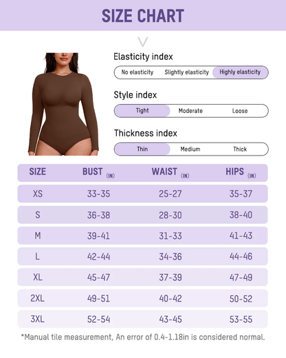 Seamless long-sleeve bodysuit for outerwear