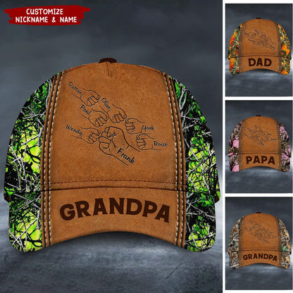Grandpa Papa Daddy Fist Bump Fathers Day Family Personalized Cap2