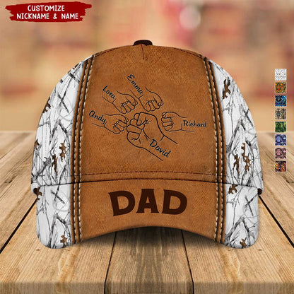 Grandpa Papa Daddy Fist Bump Fathers Day Family Personalized Cap2