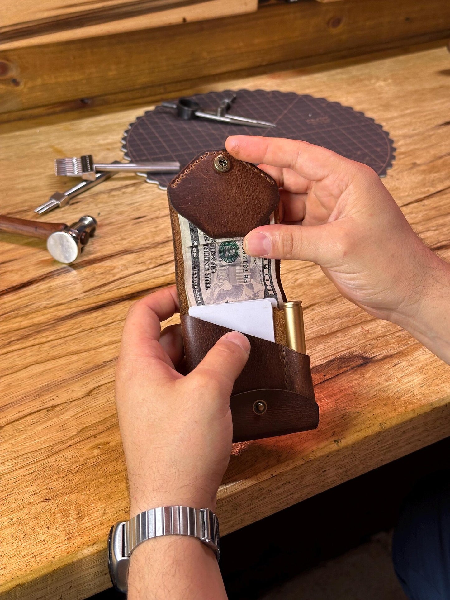 Full Grain Leather Wallet Card Holder: Handmade Minimalist Wallet