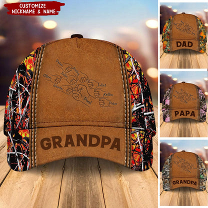 Grandpa Papa Daddy Fist Bump Fathers Day Family Personalized Cap2