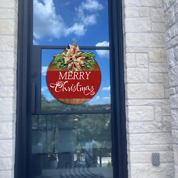 Holiday Elegance - Personalized Christmas Door Wreath Sign