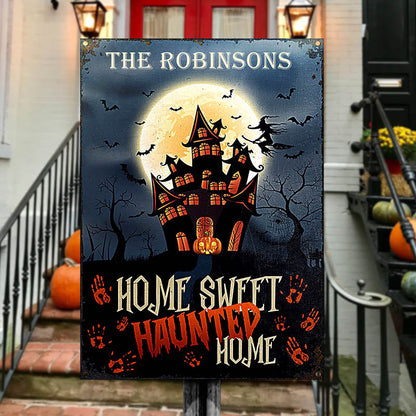Happy Halloween Haunted Home Custom Classic Metal Signs, Personalized Halloween Decor, Yard Decor