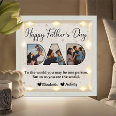 Father - To Me You Are The World - Personalized Light Shadow Box