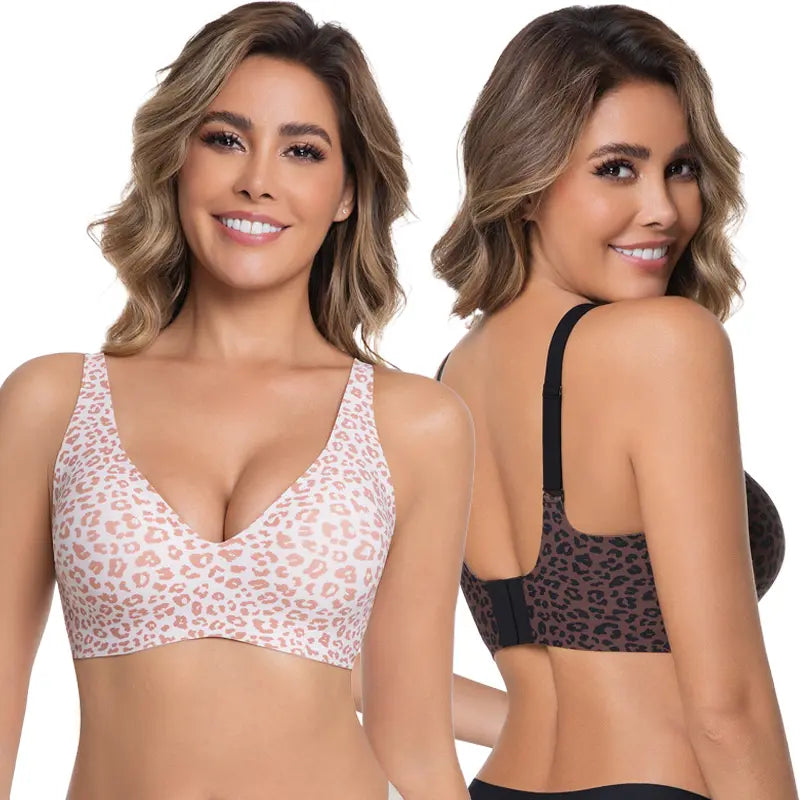 Wireless Leopard V-Neck Contour Bra