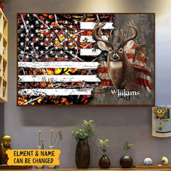 Cadeau personnalisé en toile pour les chasseurs, cadeau personnalisé pour les amateurs de chasse, camouflage de chasse personnalisé, drapeau américain