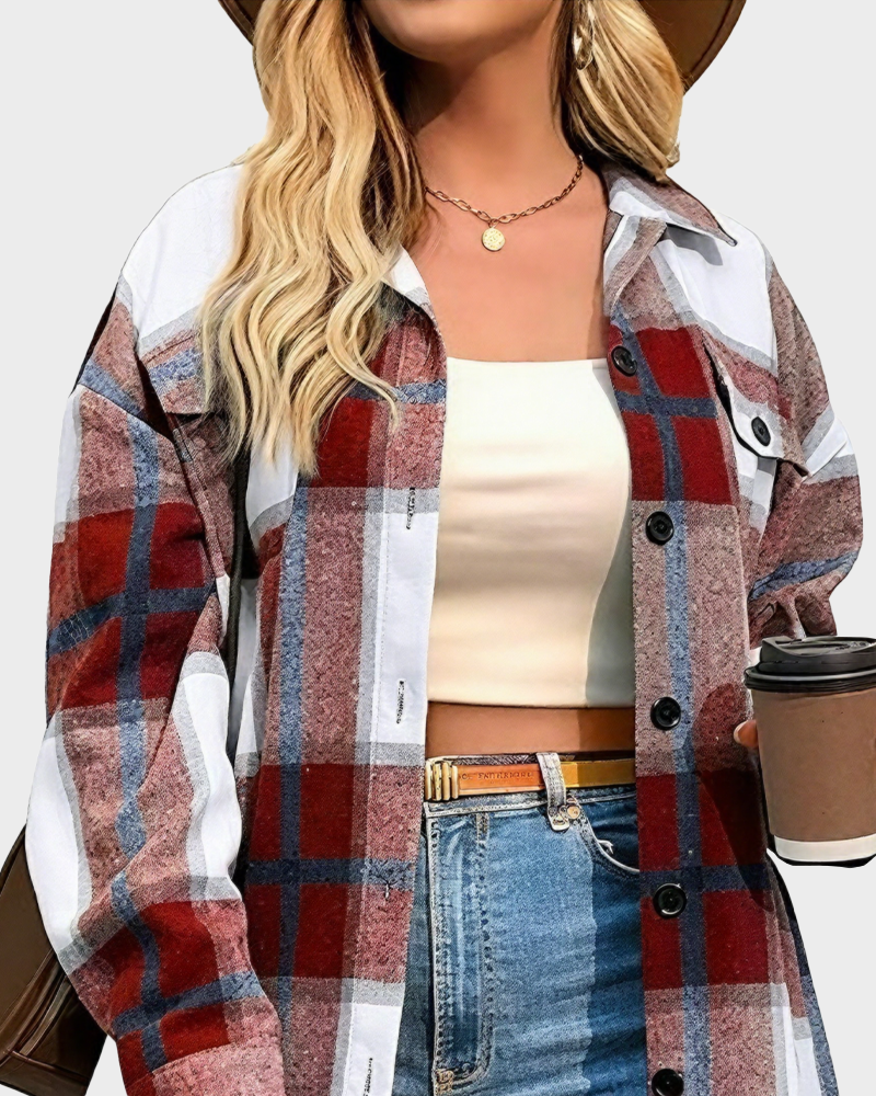 Casual Plaid Flannel Shirt Jacket