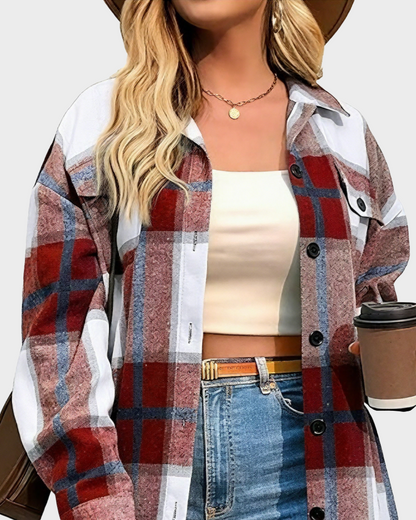 Casual Plaid Flannel Shirt Jacket