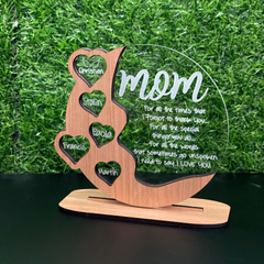 Plaque personnalisée pour la fête des mères - Choisissez du bois de cerisier, de l'acrylique ou du bouleau - Un bel hommage pour maman, grand-mère ou grand-mère