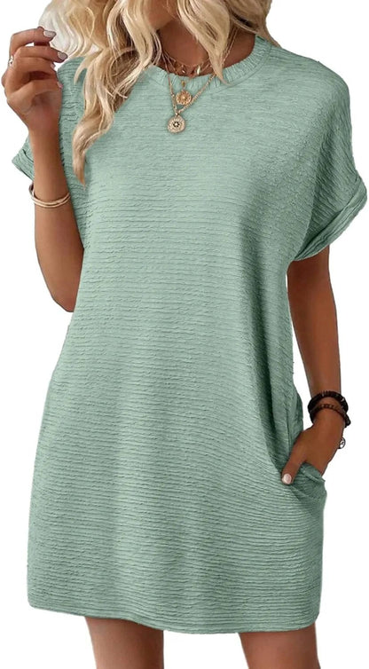 Women's Lightweight Summer Short Sleeve Dress with Pockets