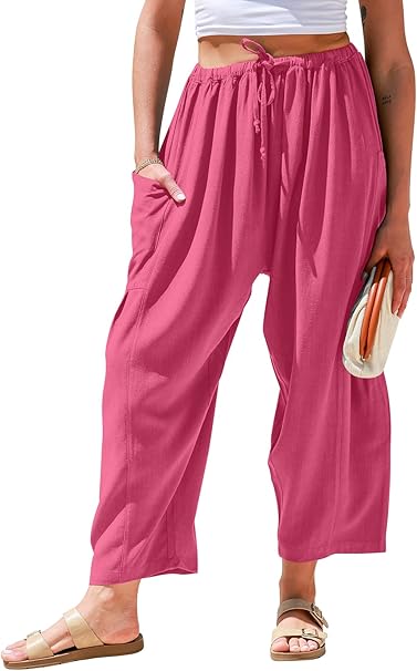 Women's Polyester Wide Leg Pants with Pockets