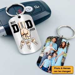 Personalized Gift For Dad Custom Photo B st Dad Ever Aluminum Keychain