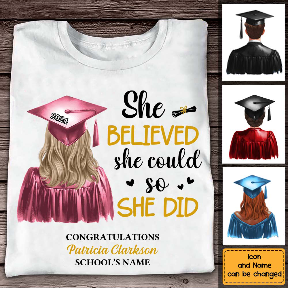 Personalized Gift For Daughter She Did It Graduation Shirt - Hoodie - Sweatshirt