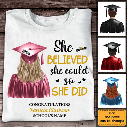 Personalized Gift For Daughter She Did It Graduation Shirt - Hoodie - Sweatshirt