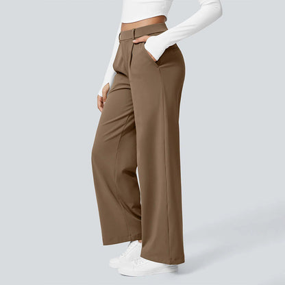 High-Waist Straight-Leg Work Pants Set