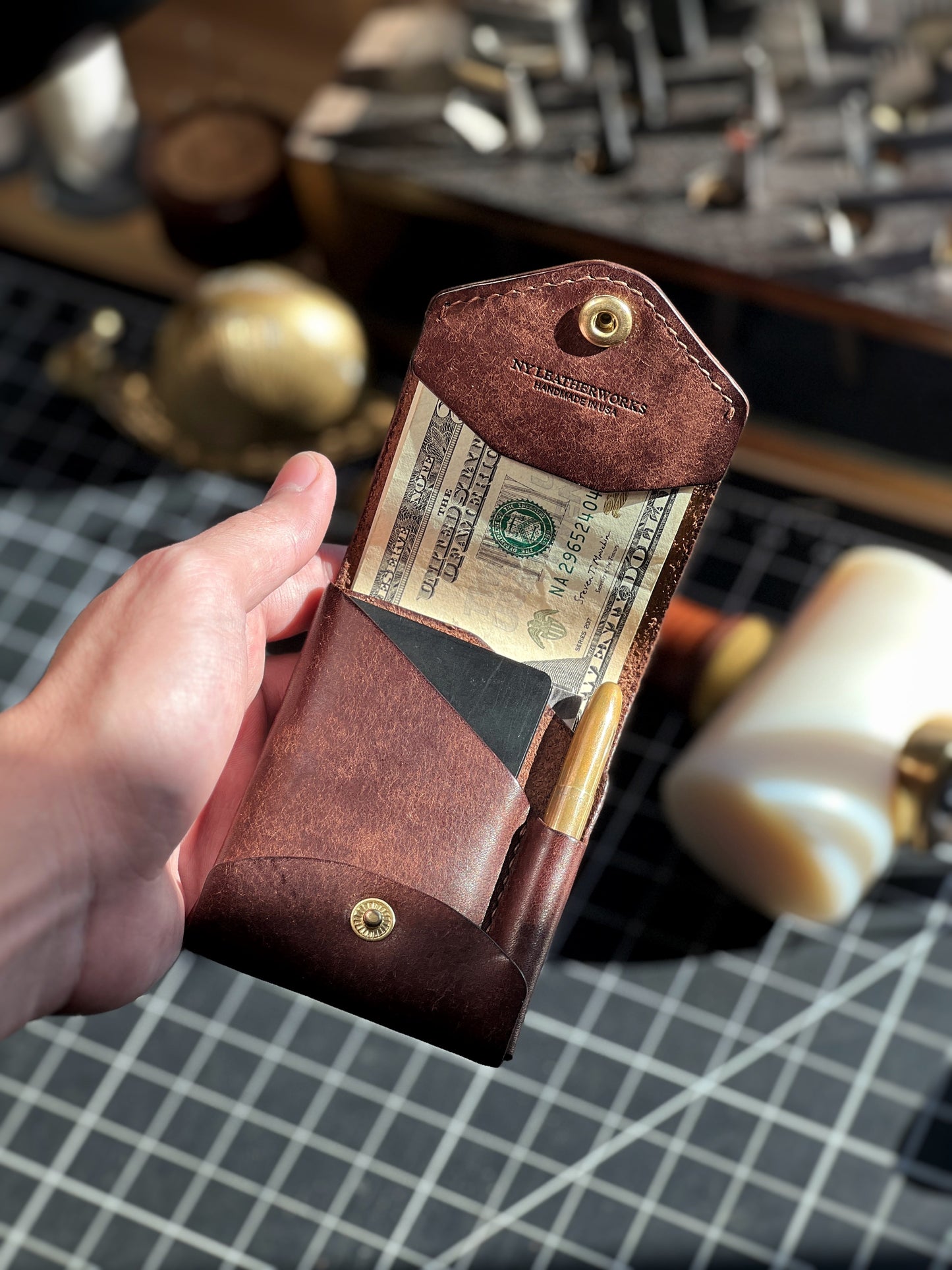 Full Grain Leather Wallet Card Holder: Handmade Minimalist Wallet