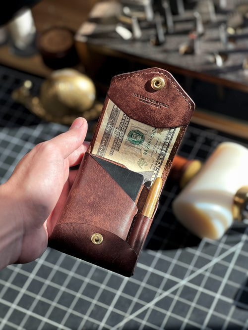 Full Grain Leather Wallet Card Holder: Handmade Minimalist Wallet