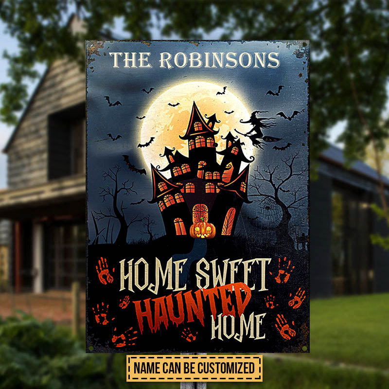 Happy Halloween Haunted Home Custom Classic Metal Signs, Personalized Halloween Decor, Yard Decor
