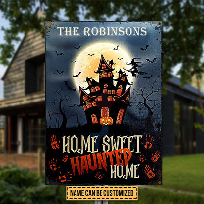 Happy Halloween Haunted Home Custom Classic Metal Signs, Personalized Halloween Decor, Yard Decor