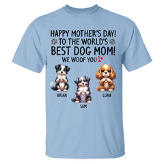 Happy Mother's Day Best Dog Mom I Woof You Custom Shirt For Dog Lovers - Dogs Giving Heart Hand Sign Cute Art Shirt