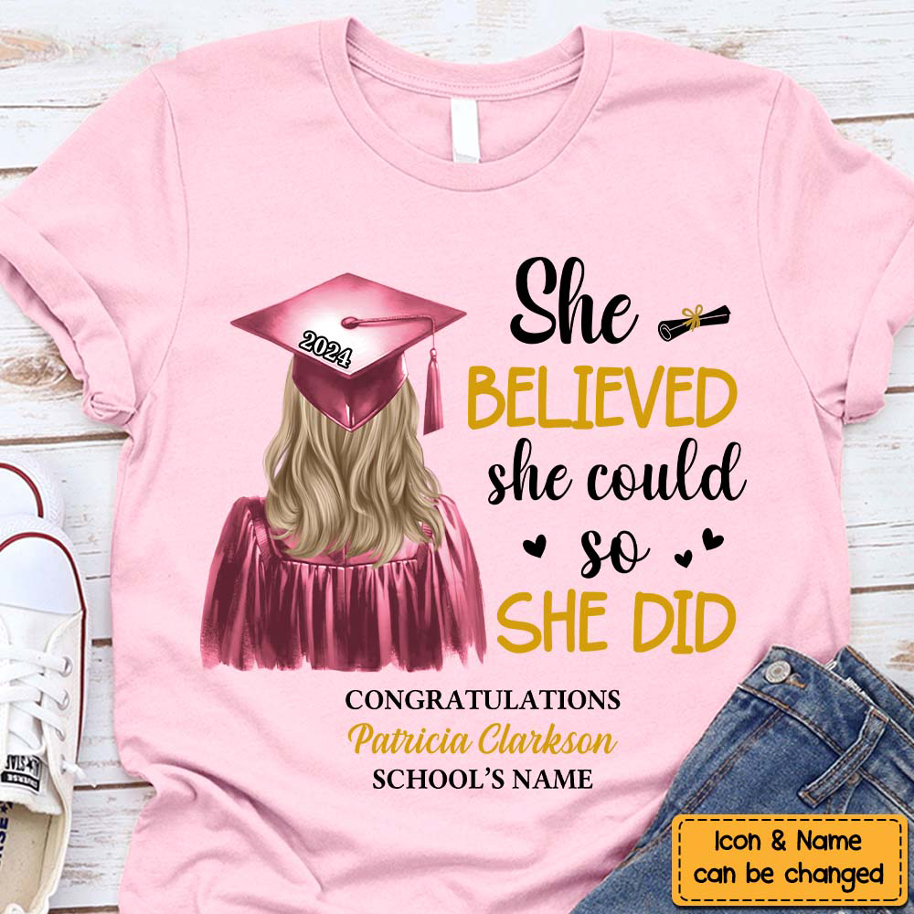 Personalized Gift For Daughter She Did It Graduation Shirt - Hoodie - Sweatshirt