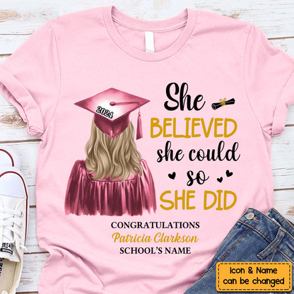 Personalized Gift For Daughter She Did It Graduation Shirt - Hoodie - Sweatshirt
