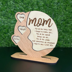 Plaque personnalisée pour la fête des mères - Choisissez du bois de cerisier, de l'acrylique ou du bouleau - Un bel hommage pour maman, grand-mère ou grand-mère
