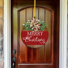 Holiday Elegance - Personalized Christmas Door Wreath Sign