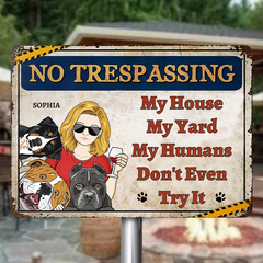My House My Yard Warning Sign Gift For Pet Lover Personalized Custom Metal Sign