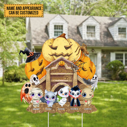 Pumpkin Head Cute Decor - Personalized Customized Yard Sign - Halloween Gift For Friend - Outdoor Decoration