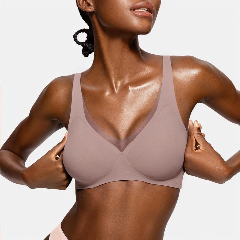 Deep V-Mesh Wireless Seamless Women's Bra