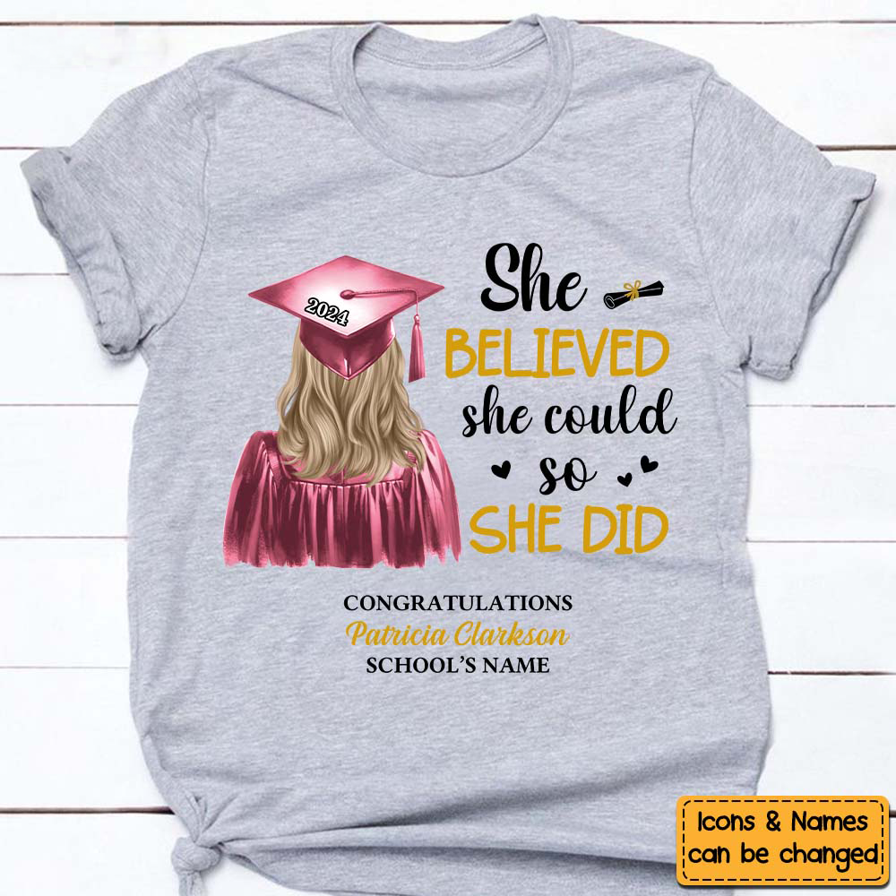 Personalized Gift For Daughter She Did It Graduation Shirt - Hoodie - Sweatshirt