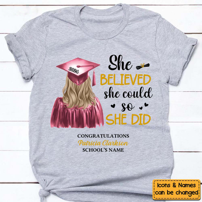 Personalized Gift For Daughter She Did It Graduation Shirt - Hoodie - Sweatshirt