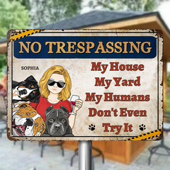 My House My Yard Warning Sign Gift For Pet Lover Personalized Custom Metal Sign