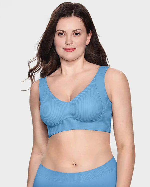 ️Women's Ribbed Push Up Adjustable Wireless Bra