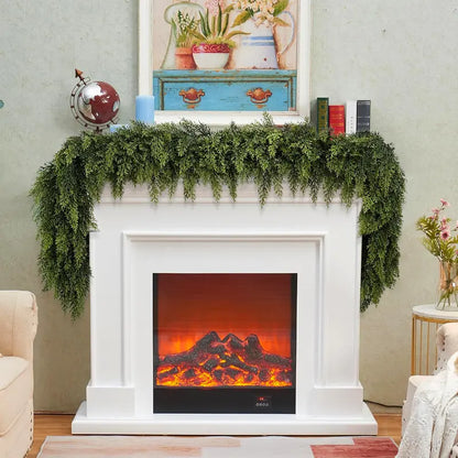 🎄Artificial Cedar Garlands, Real Touch Winter Cedar Garland, Green Artificial Greenery Pine Garland for Table, Mantle, Wall, Indoor, Outdoor Christmas Decorations