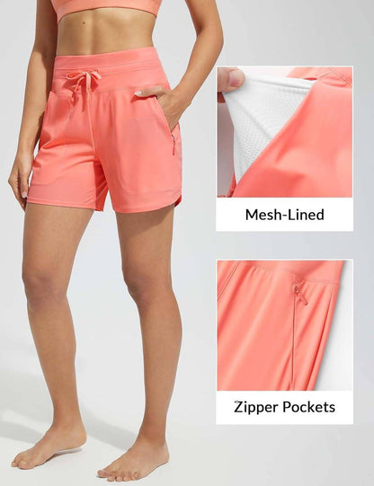 High-Waisted Quick-Dry Swim Shorts