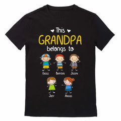Vêtements personnalisés pour grands-parents, avec les motifs et prénoms des enfants à leurs côtés