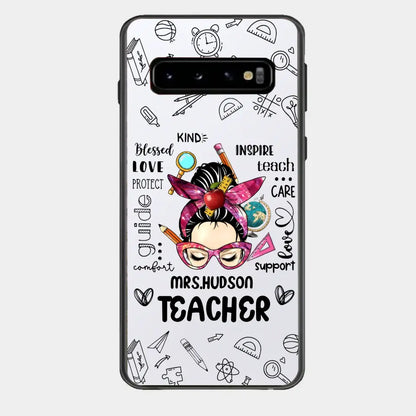 Messy Bun Teacher Typography Personalized Space Phone case