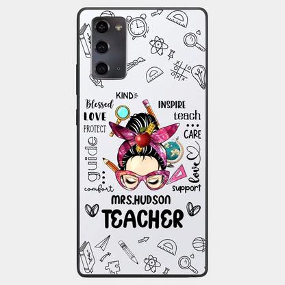 Messy Bun Teacher Typography Personalized Space Phone case