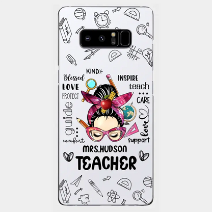 Messy Bun Teacher Typography Personalized Space Phone case