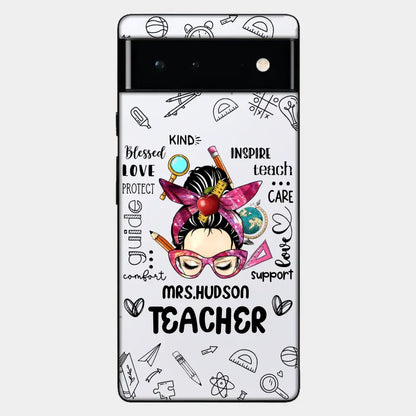 Messy Bun Teacher Typography Personalized Space Phone case