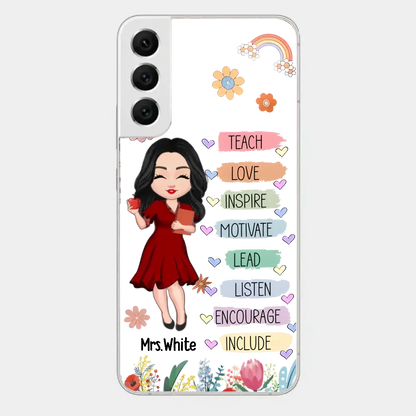 Teacher Floral Rainbow Personalized Phone case Teacher Appreciation Thank