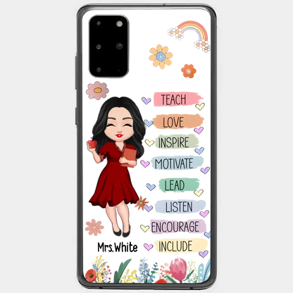 Teacher Floral Rainbow Personalized Phone case Teacher Appreciation Thank