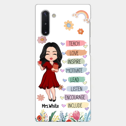 Teacher Floral Rainbow Personalized Phone case Teacher Appreciation Thank