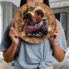 Horloge murale en bois avec photo personnalisée