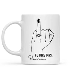 Future Mme personnalisée Mug - Ring Finger Mug - Cadeau de fiançailles Mariée à être - Cadeau de douche nuptiale - Tasse de mariage